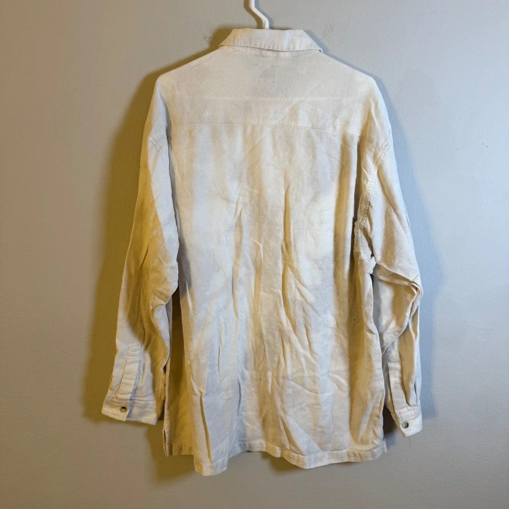 Vintage Rusty‎ Mens Cream Textured Long Sleeve Button Down Surf Shirt Large